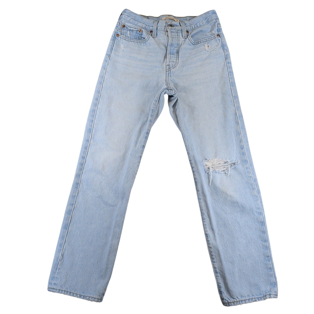 Levis Premium Wedgie Straight Jeans Light Wash Distressed 34964-0121 W27 L28
